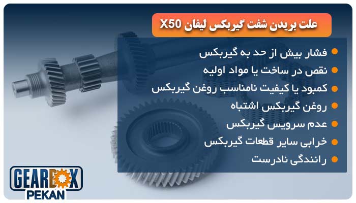 علت بریدن شفت گیربکس لیفان X50