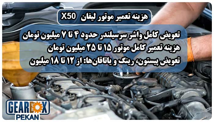 هزینه تعمیر موتور لیفان X50